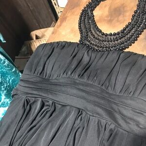 City Triangles Sz Mbblack cocktail dress with beaded neck, sash waist and tails